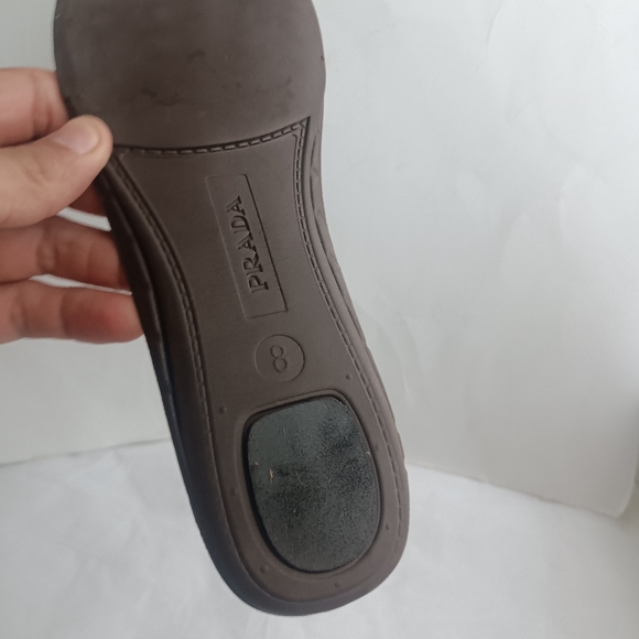 PRADA distressed Suede logo Shoes men’s size uk 8 us 9 dark blue - Picture 12 of 16